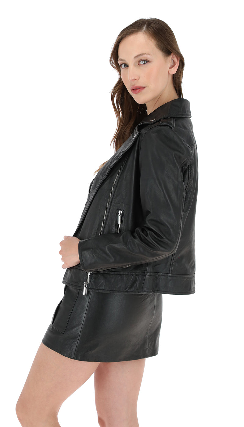 Chaqueta Cuero Amberes Negro