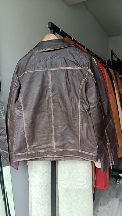 Barcelona Men's Leather Jacket Worn-Out Chocolate 