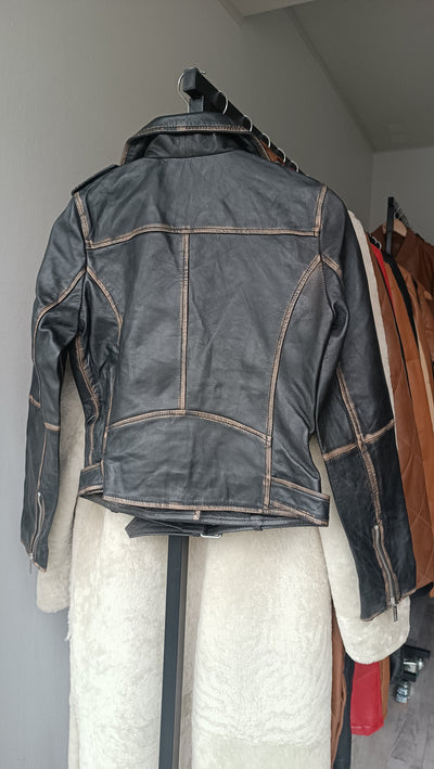 Oporto Leather Jacket Worn-Out Black 