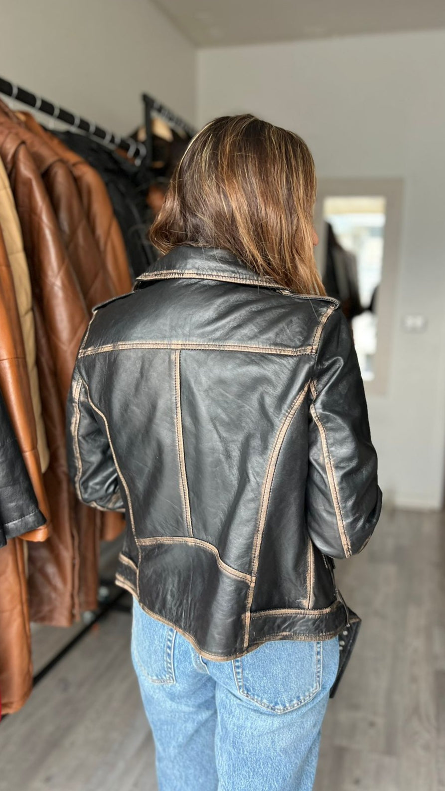 Oporto Leather Jacket Worn-Out Black 