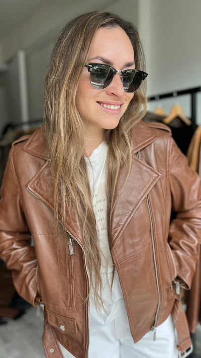 OPORTO LEATHER JACKET COGNAC 