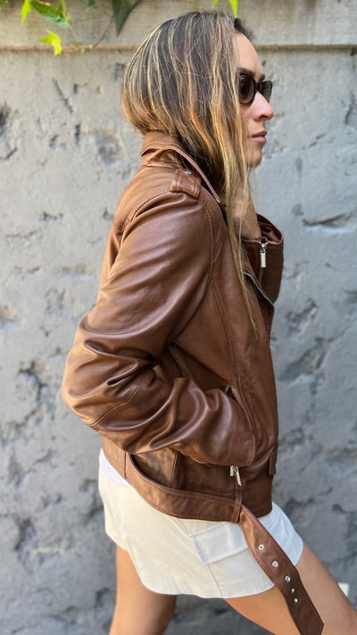 OPORTO LEATHER JACKET COGNAC 