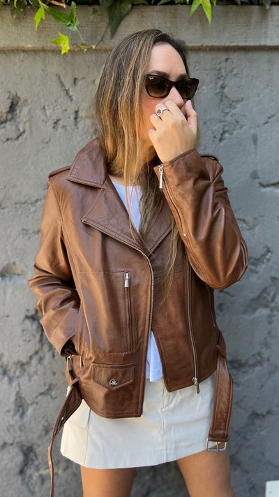 OPORTO LEATHER JACKET COGNAC 