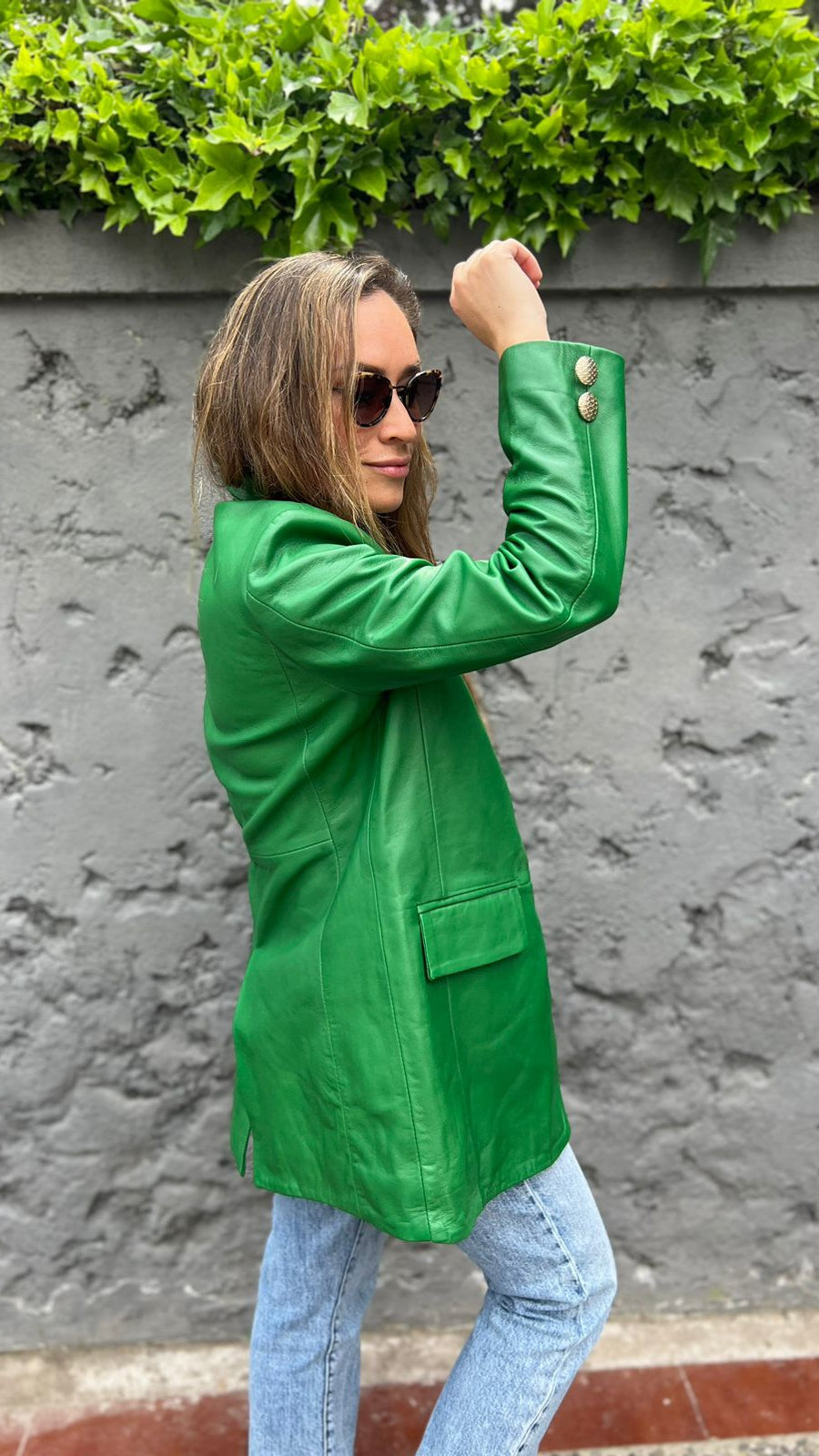 Blazer Cuero Burdeos Verde