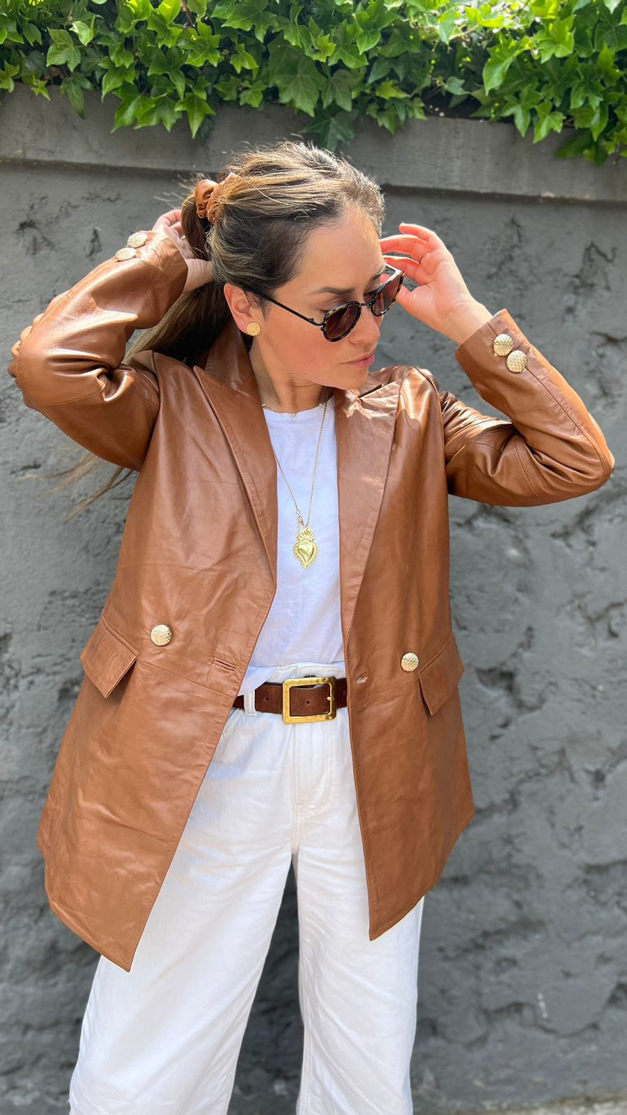 Burdeos Leather Blazer Camel 