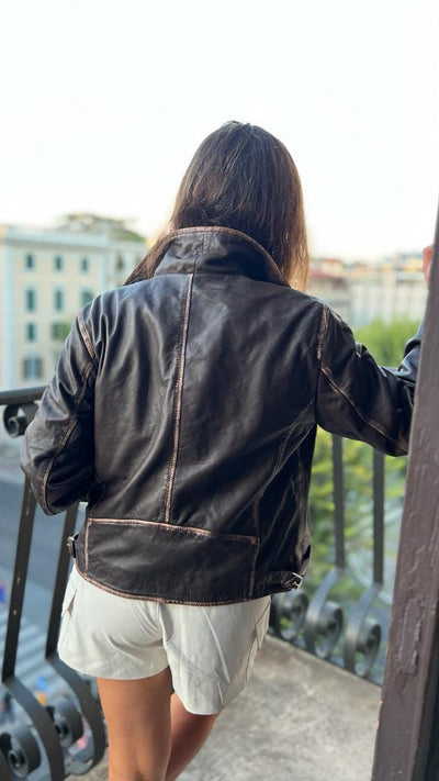 Trastevere Leather Jacket  Worn-out Chocolate