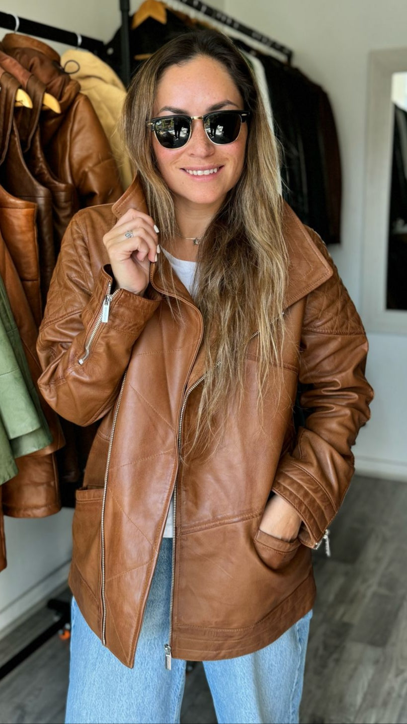 Luxemburgo Leather Jacket Camel 