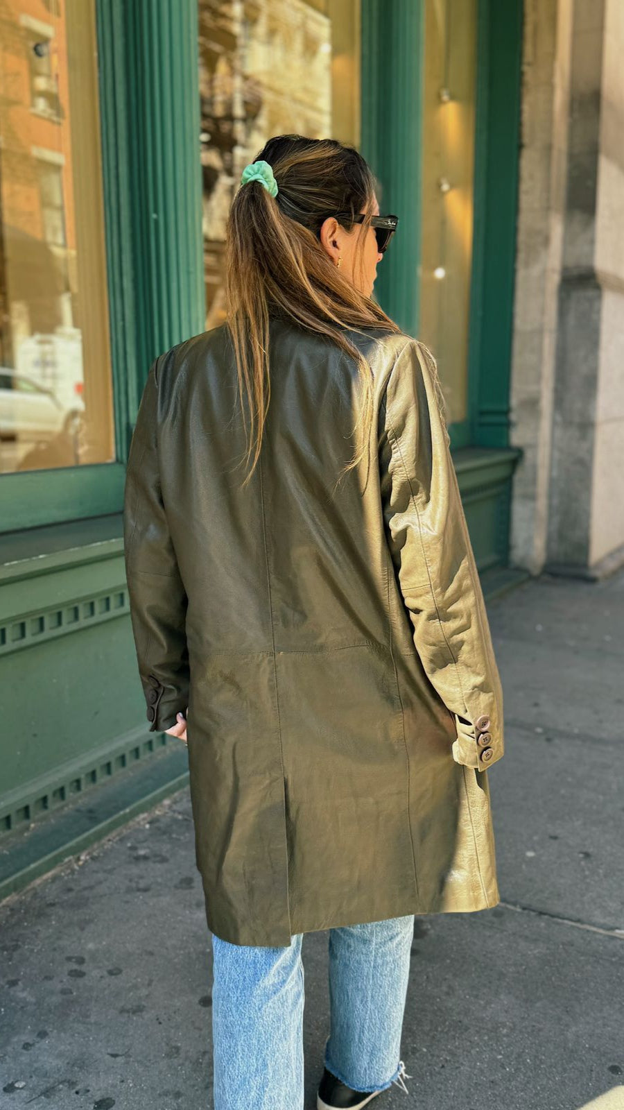 Finlandia Leather Trench Coat - Olive