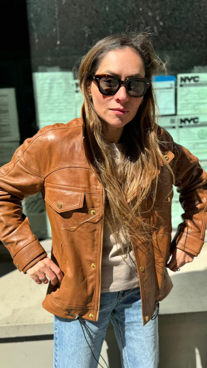 Dalvik Leather Jacket Camel 