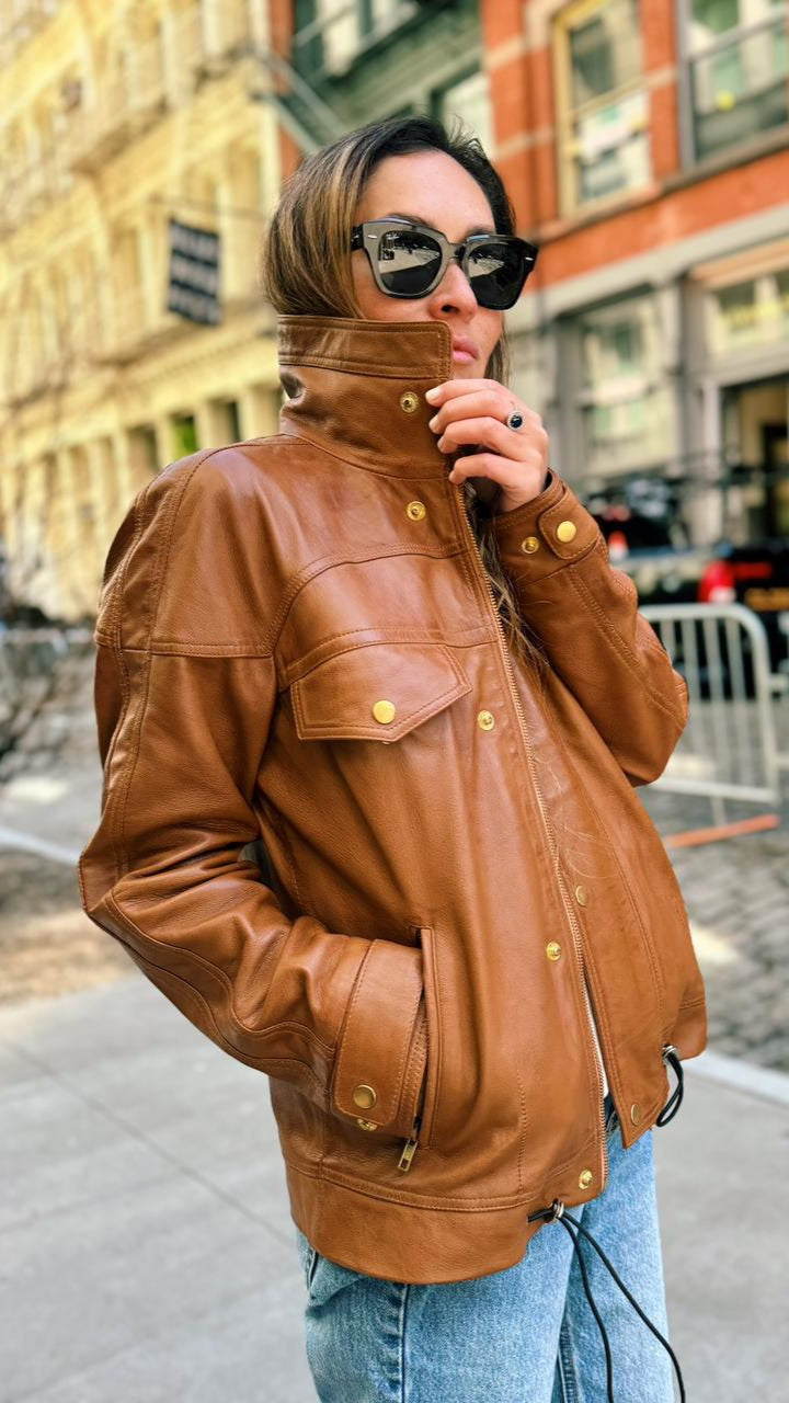 Dalvik Leather Jacket Camel 