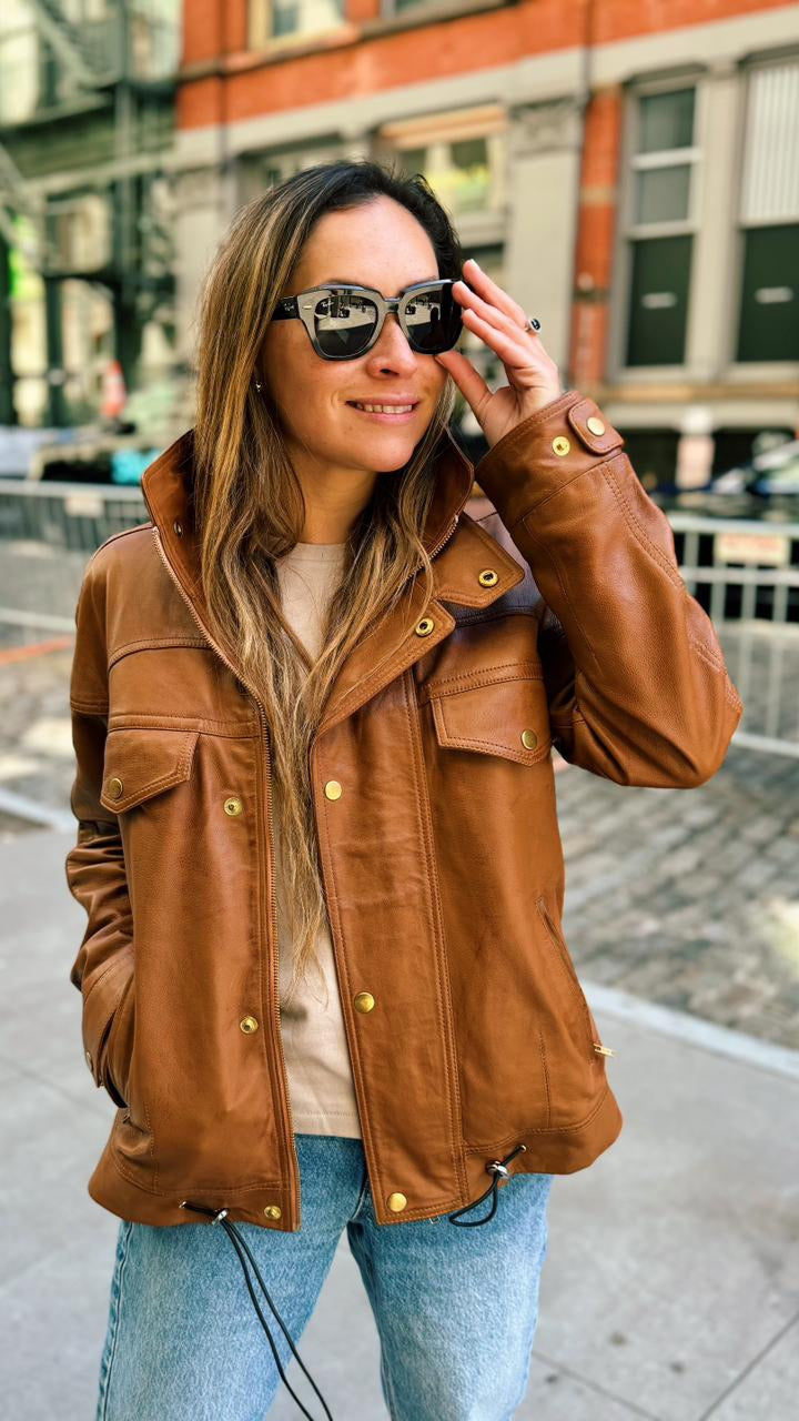 Dalvik Leather Jacket Camel 