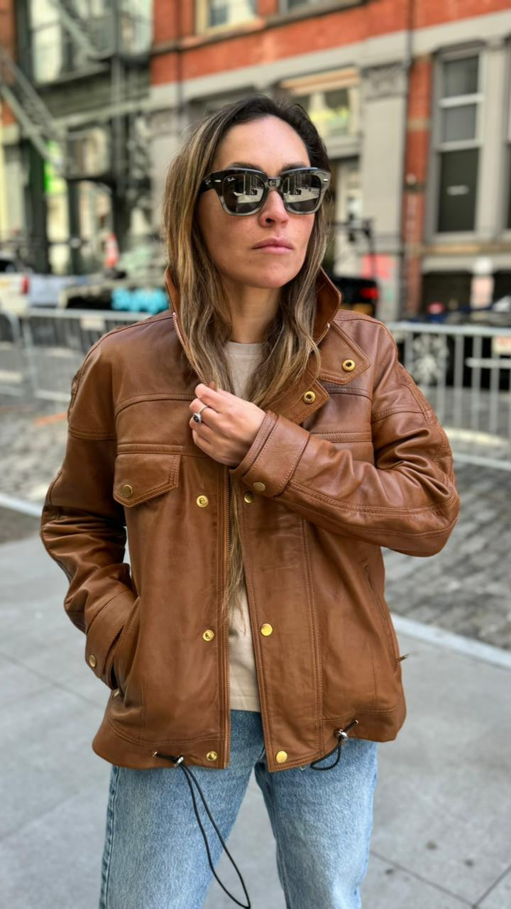 Dalvik Leather Jacket Camel 