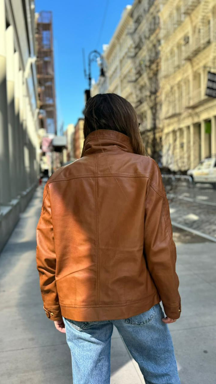 Dalvik Leather Jacket Camel 