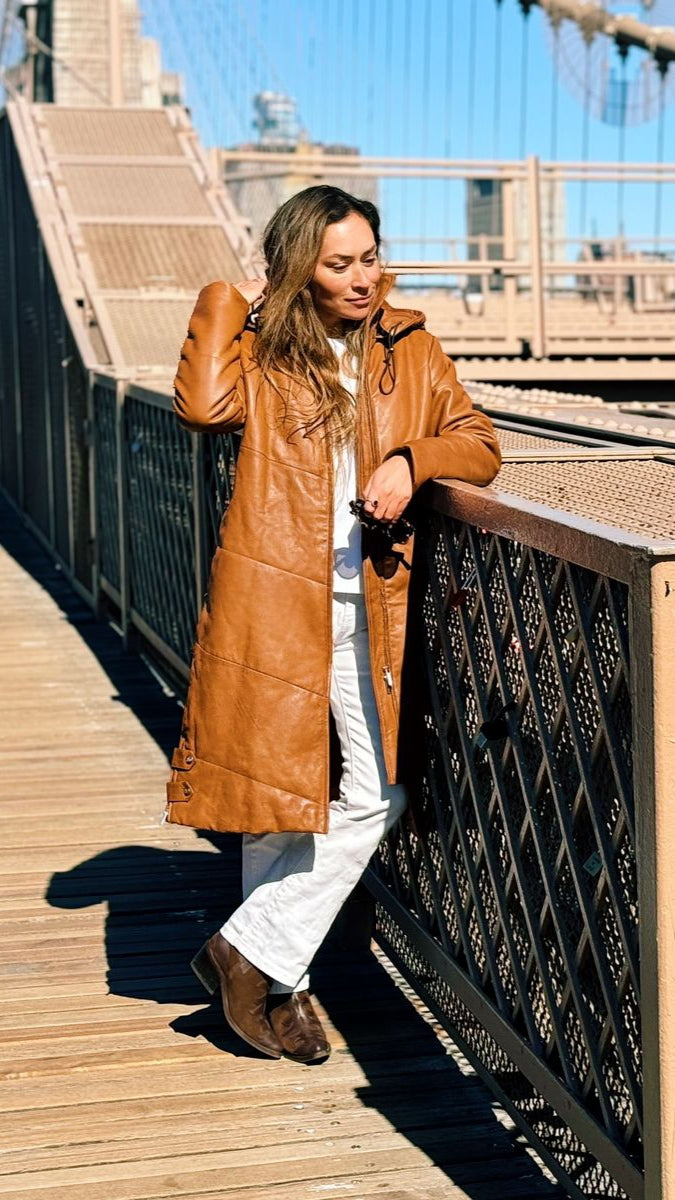 Varsovia Leather Coat Camel