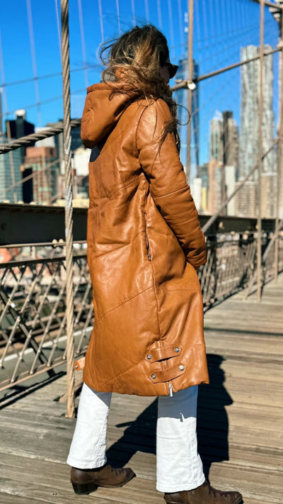 Varsovia Leather Coat Camel