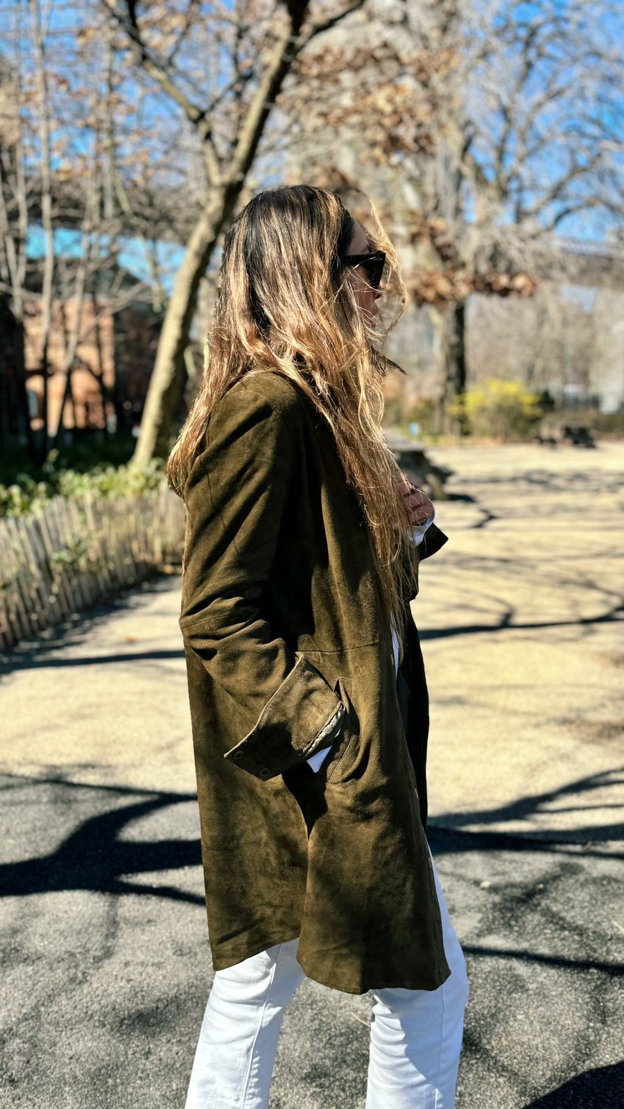 Lisbon Suede Long Shirt - Olive