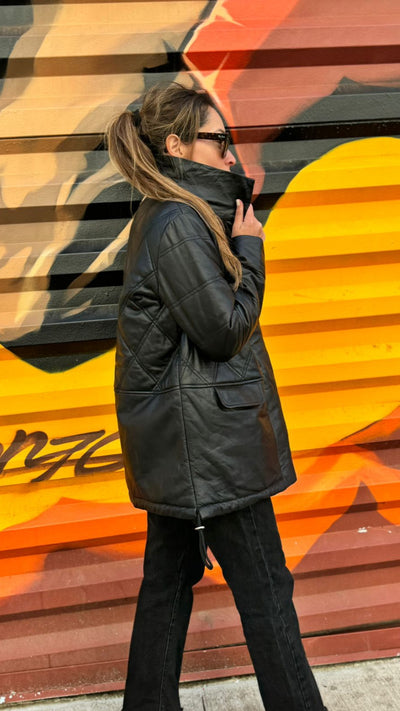 Praga Leather Parka Black