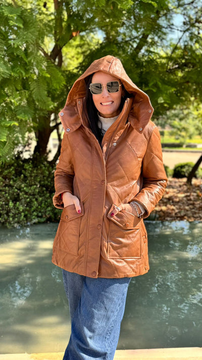 Laos Leather Puffer Camel