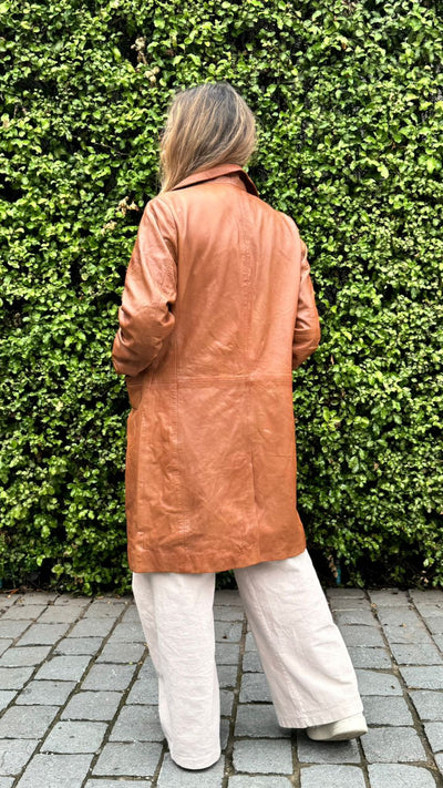 Finlandia Leather Trench Coat - Camel