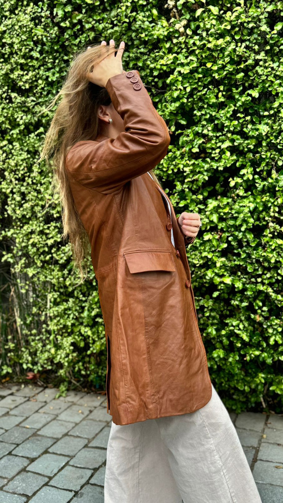 Finlandia Leather Trench Coat - Camel