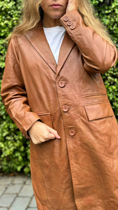 Finlandia Leather Trench Coat - Camel