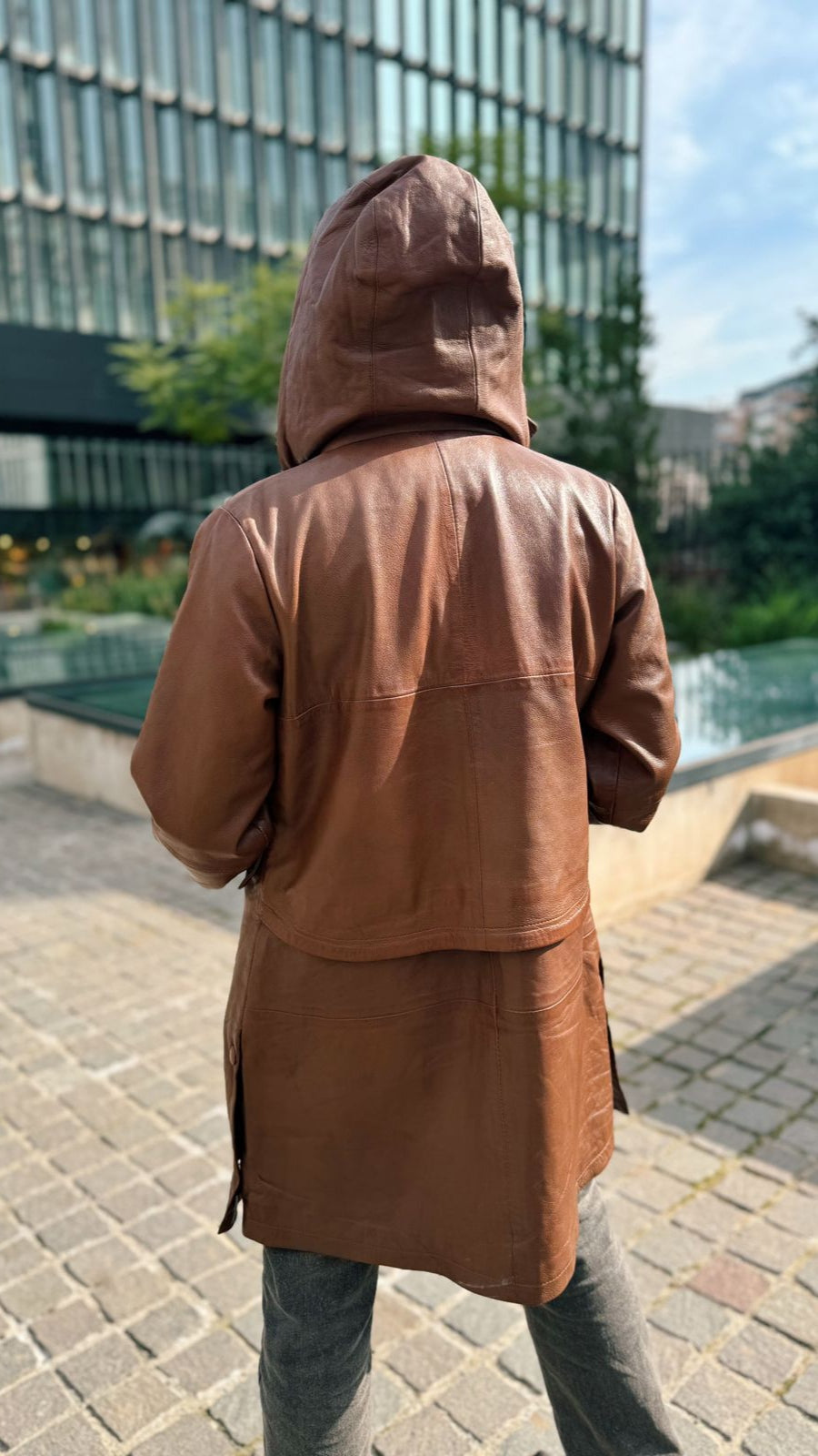 Helsinki Leather Trench Coat - Cognac