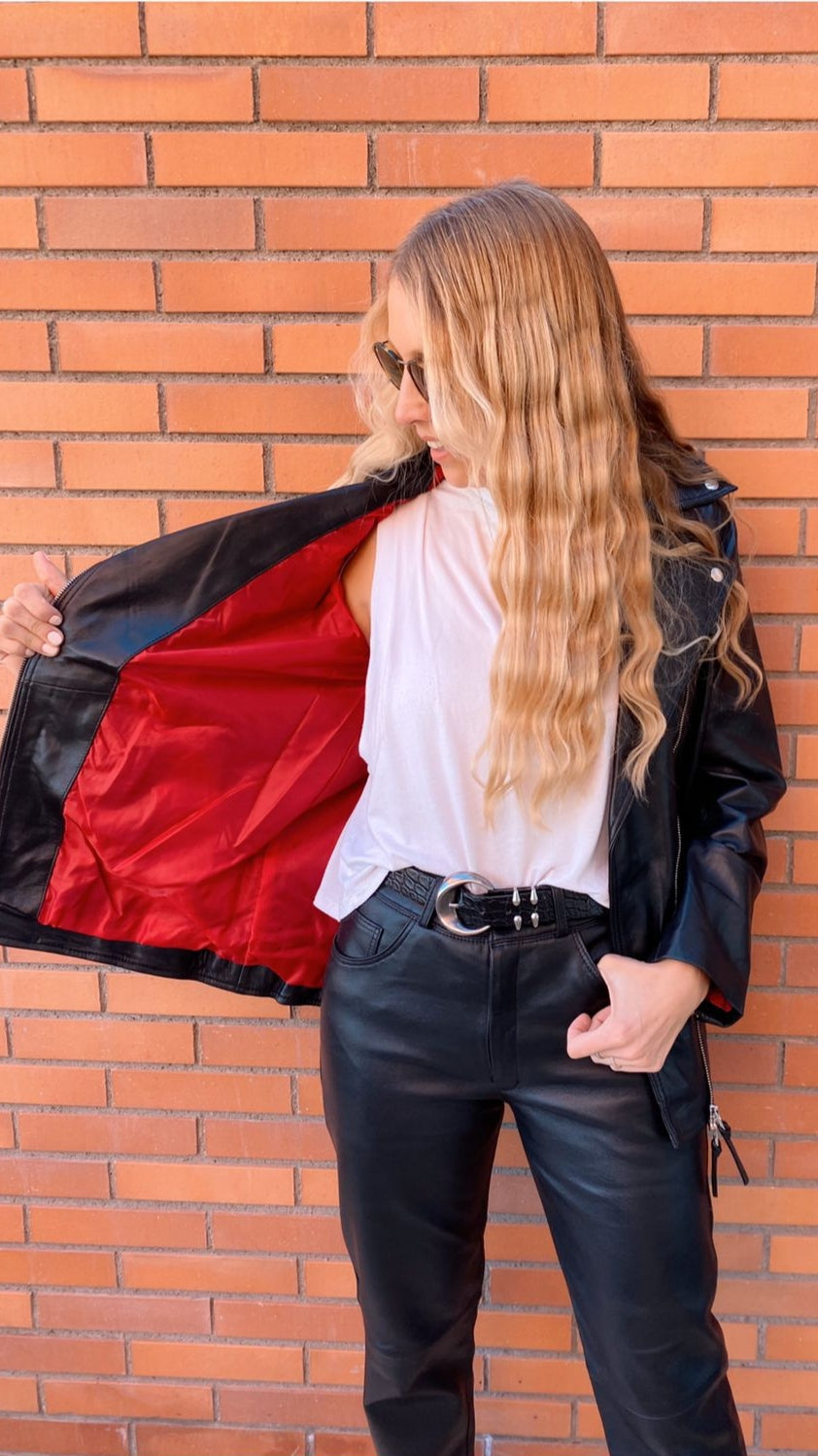 Chaqueta Cuero Biarritz con forro Negro