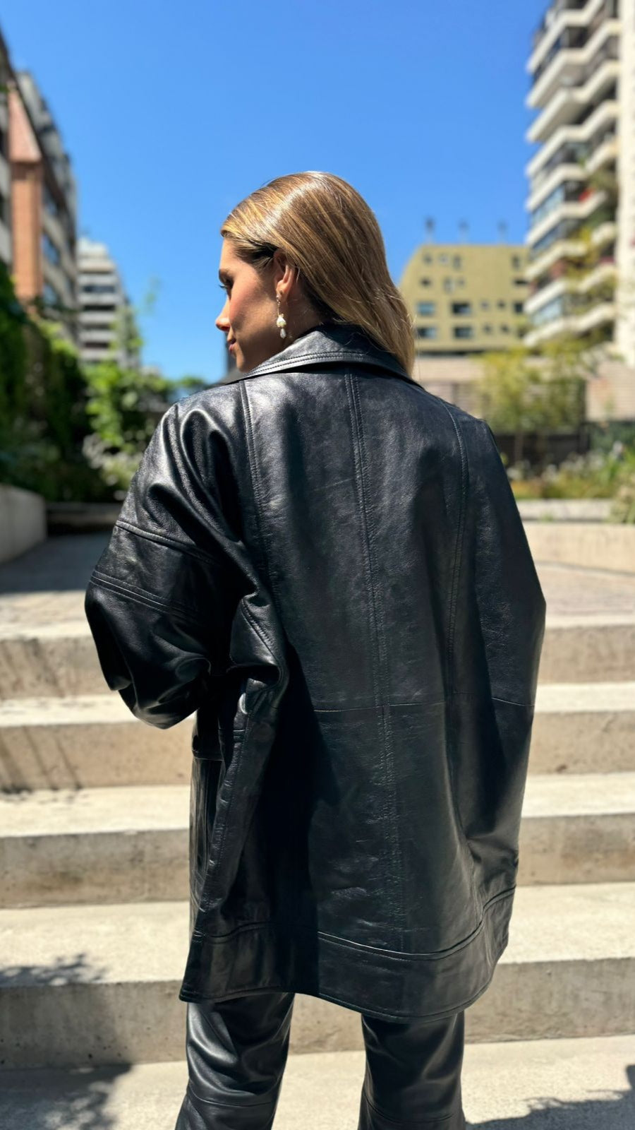 Quebec Leather Oversize Jacket Black 