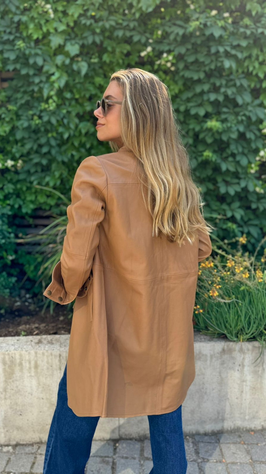 Long Leather Shirt Lisboa Light Camel