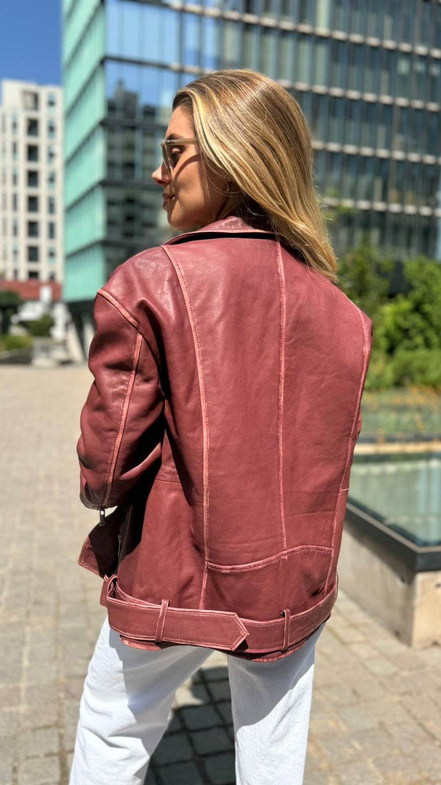 Calcuta Leather Oversize Jacket Worn-out Burgundy 