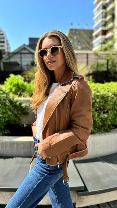 Oporto Leather Jacket Worn Camel