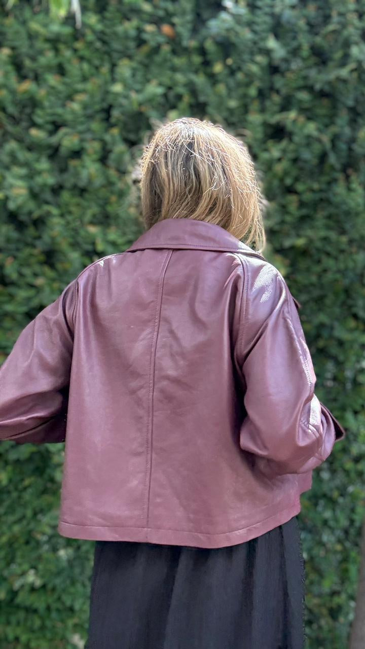 Siminic Burgundy Leather Jacket