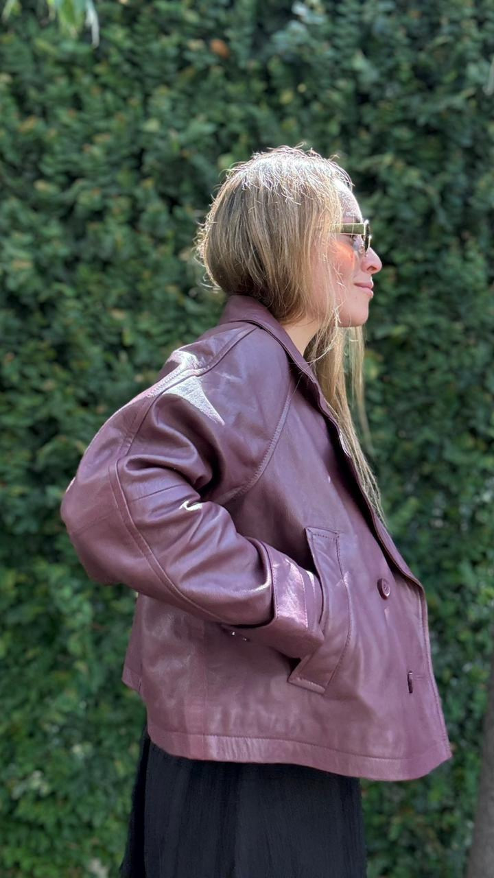 Siminic Burgundy Leather Jacket