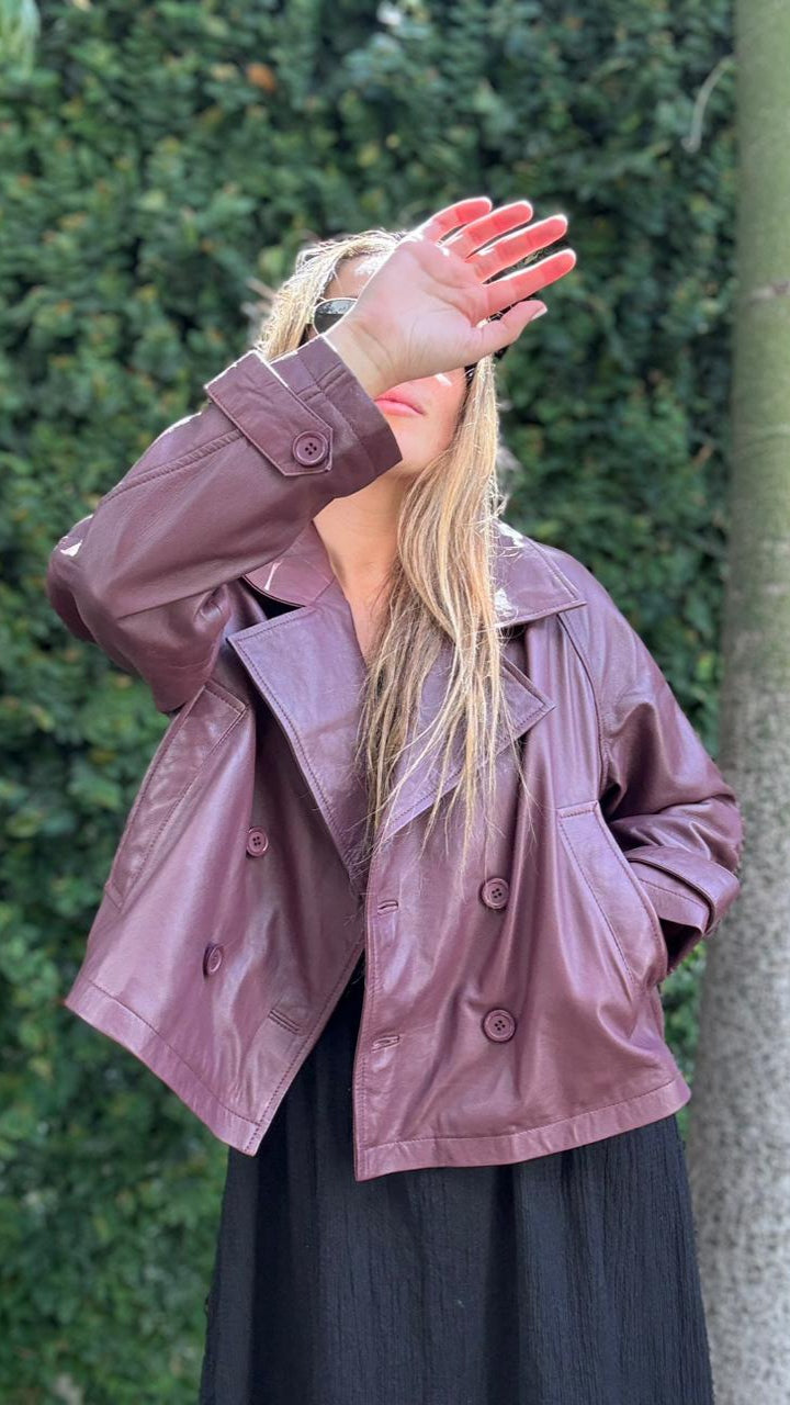 Siminic Burgundy Leather Jacket