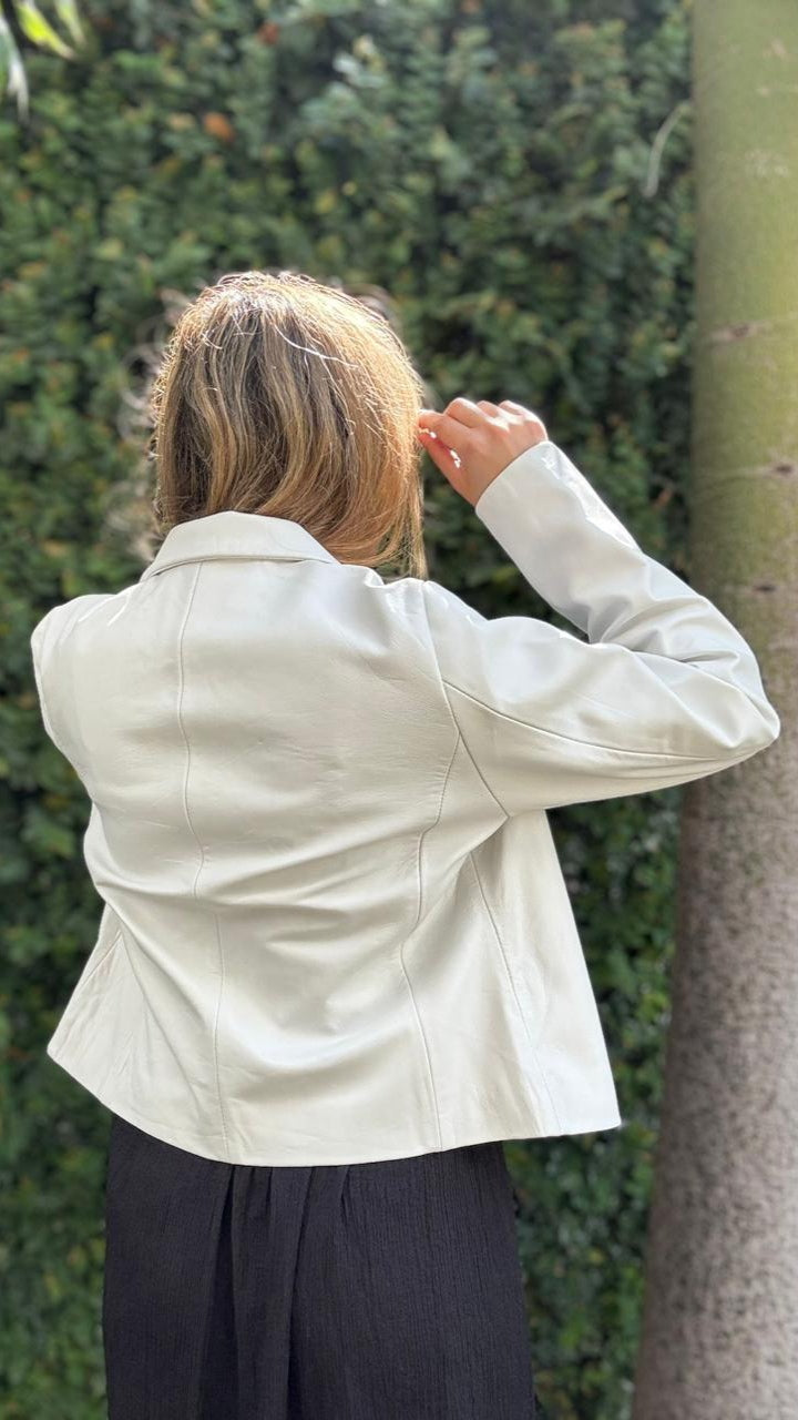 Palma white Leather Jacket