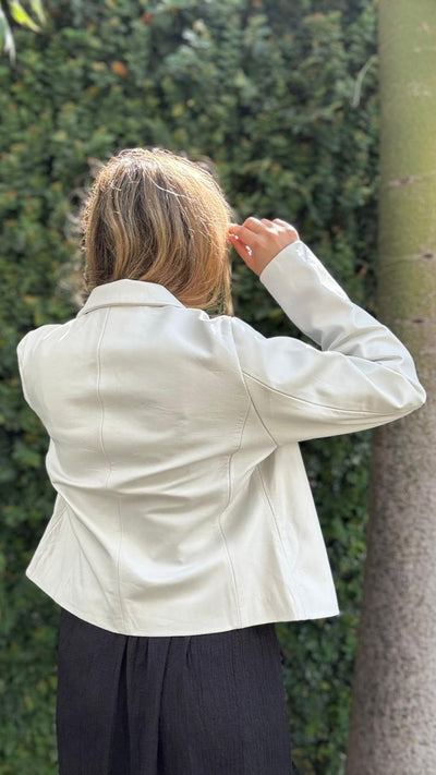 Chaqueta Cuero Palma Blanco