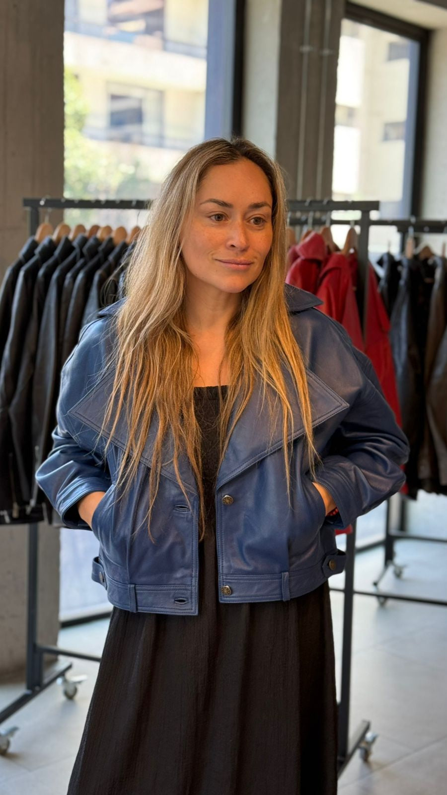 Verona Blue Leather Jacket