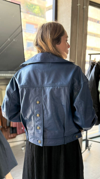 Verona Blue Leather Jacket