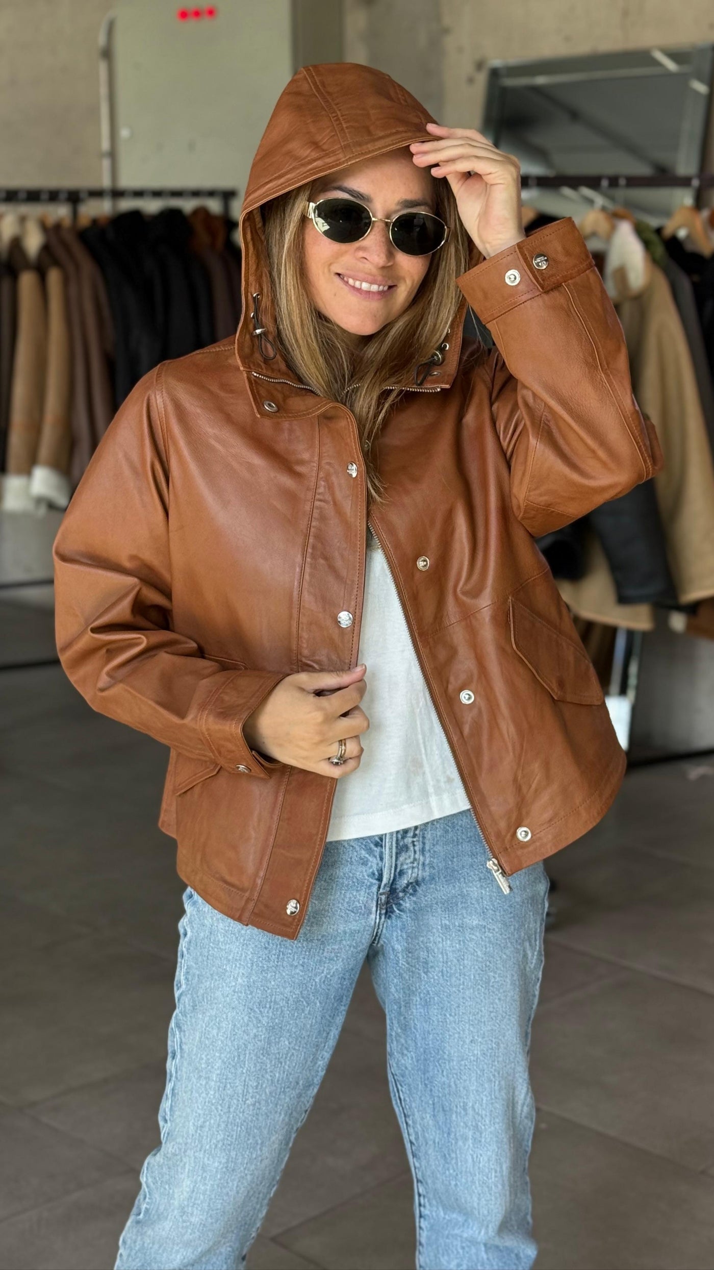 Chaqueta Cuero Gracia Camel