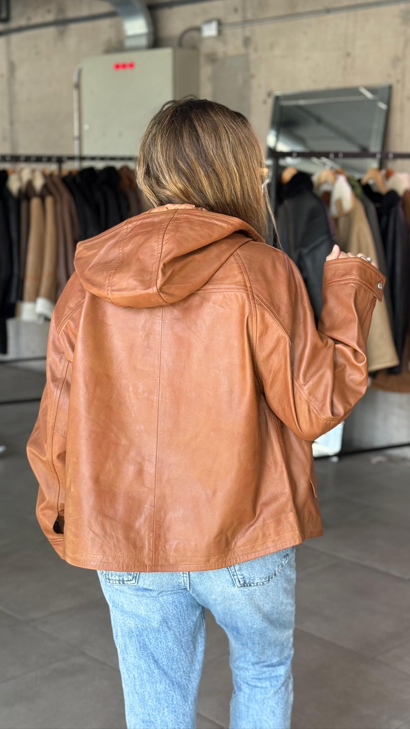 Chaqueta Cuero Gracia Camel