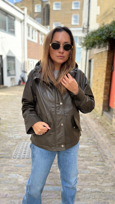 Chaqueta Cuero Gracia Oliva