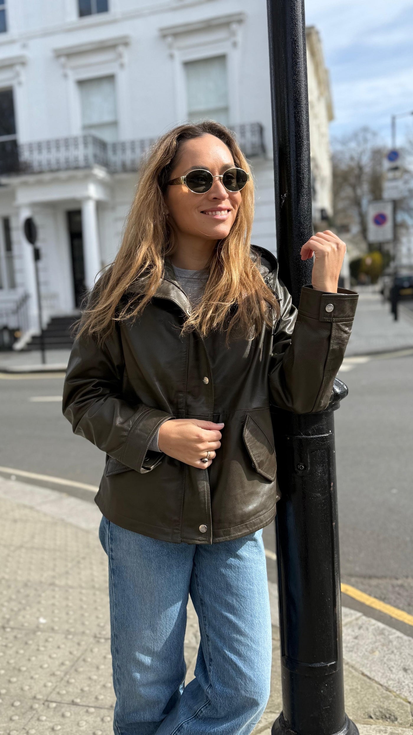 Chaqueta Cuero Gracia Oliva