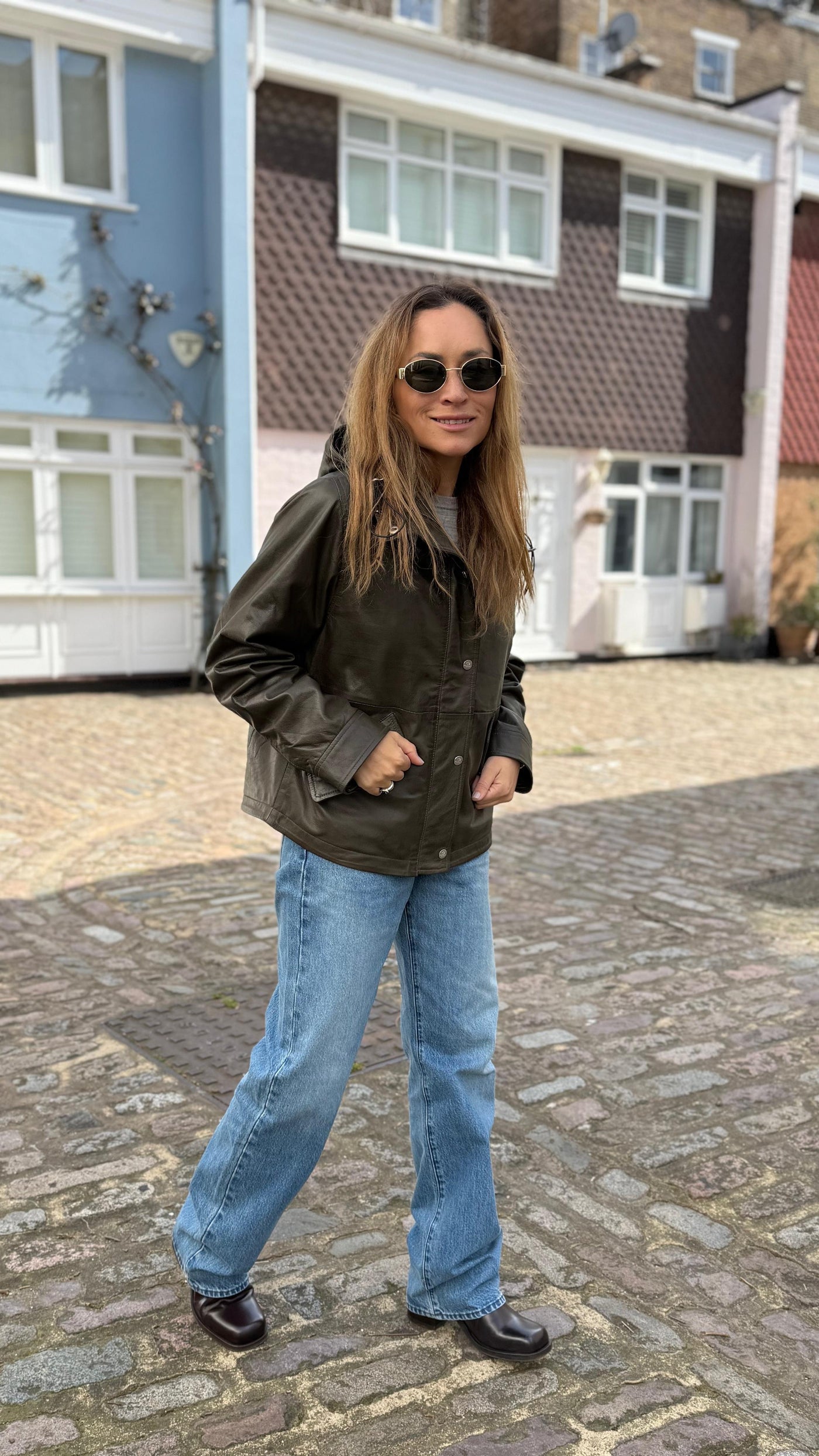 Chaqueta Cuero Gracia Oliva