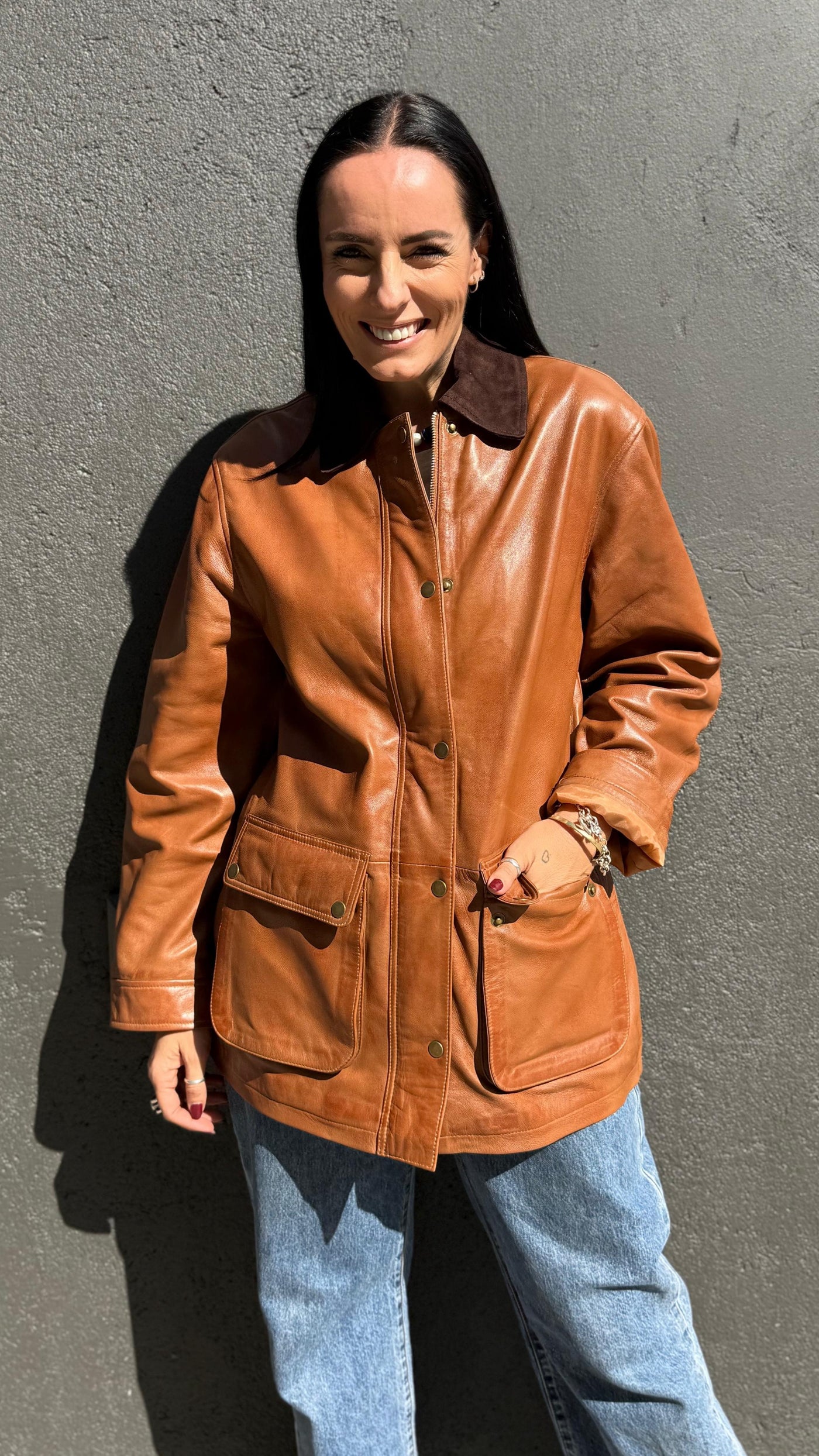 Chaqueta Cuero Tribeca Camel