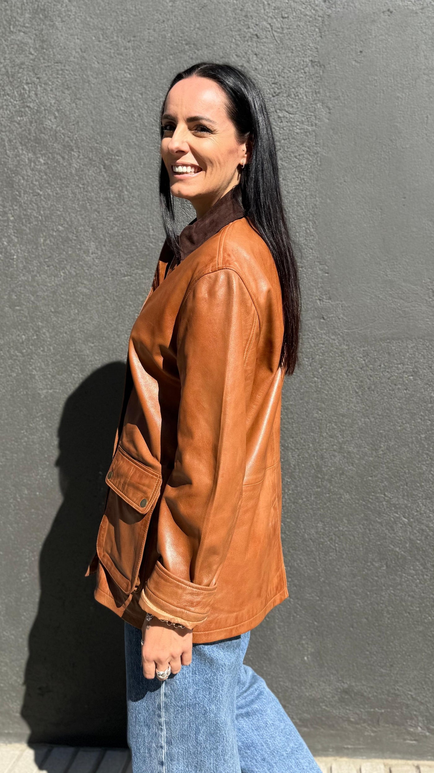 Chaqueta Cuero Tribeca Camel