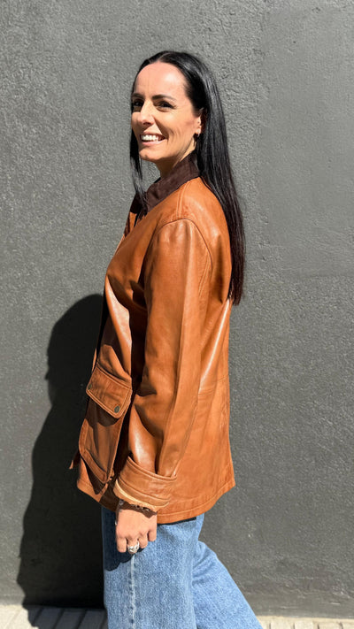 Chaqueta Cuero Tribeca Camel