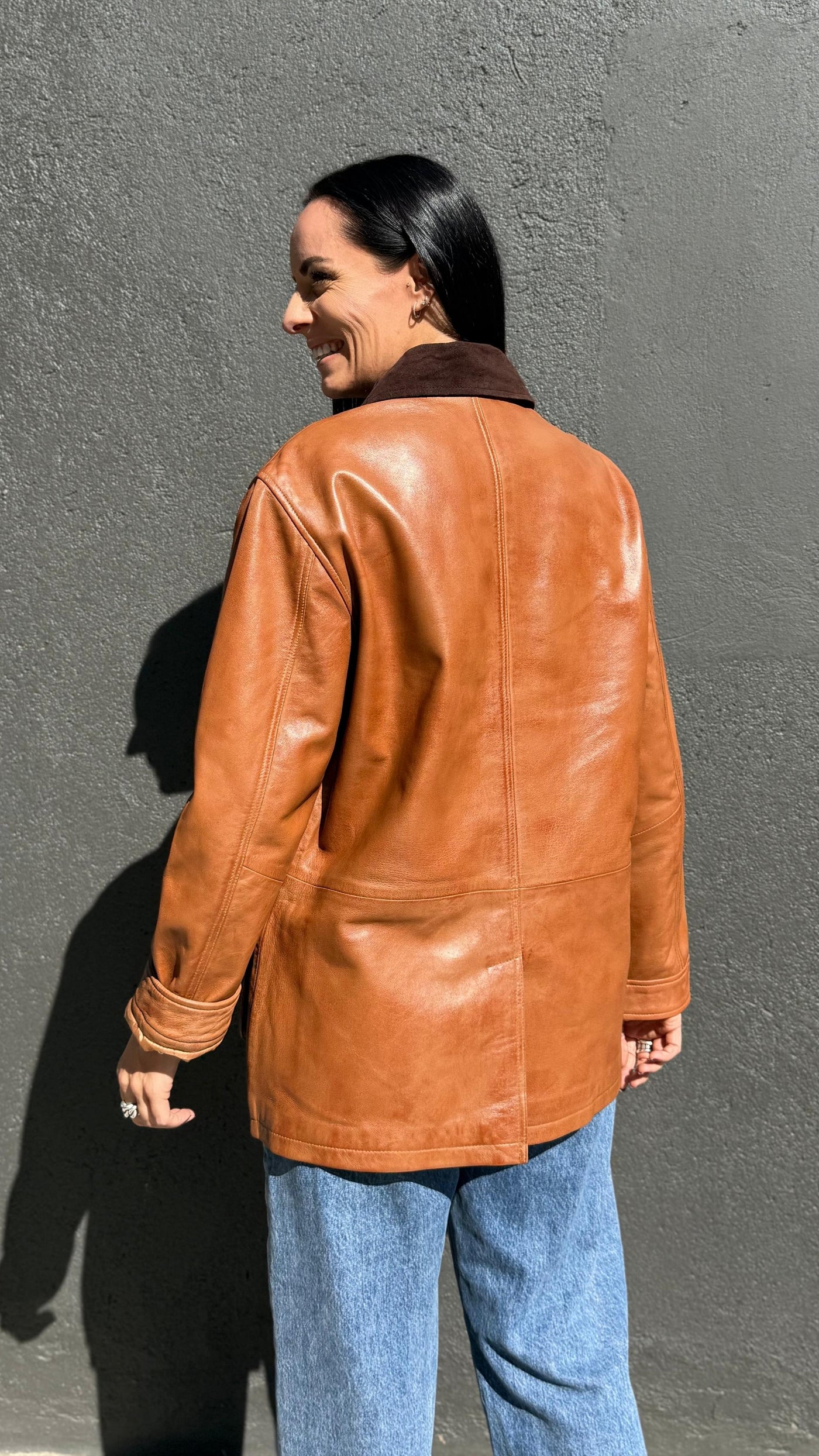 Chaqueta Cuero Tribeca Camel
