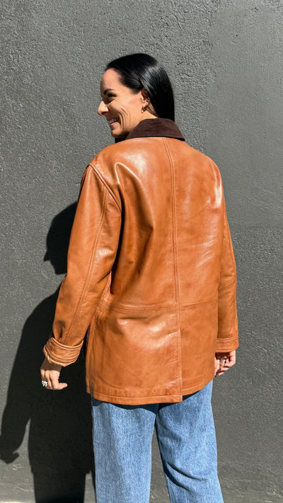 Chaqueta Cuero Tribeca Camel