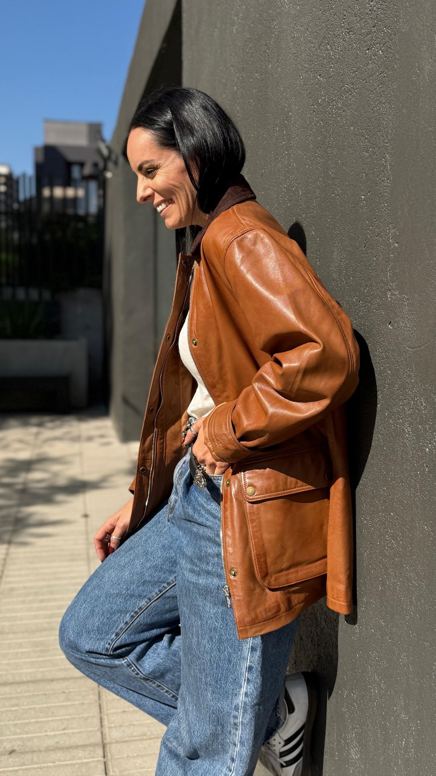 Chaqueta Cuero Tribeca Camel