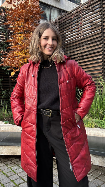 Parka Cuero Mayfair Rojo Desgastado